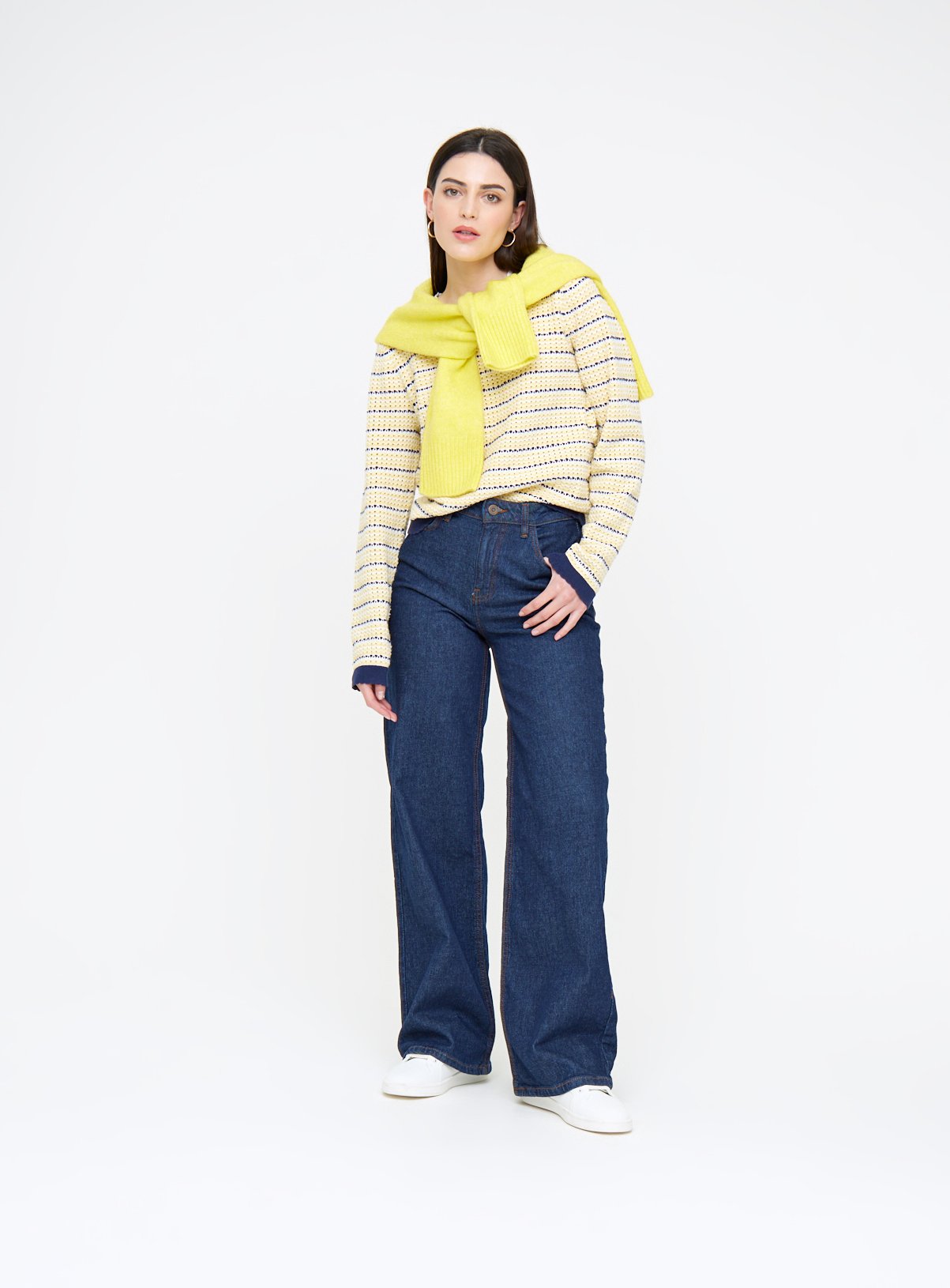 Yellow Stitch Stripe Cropped Jumper 8 - Image 2 thumbnail